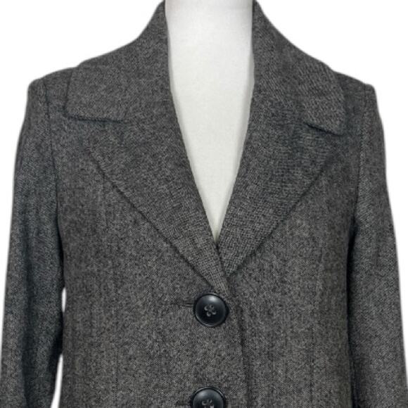 Cabi Shakespeare Swing Tweed Long A-line Jacket 3 Button Dark Women’s Size 4 - Picture 6 of 14